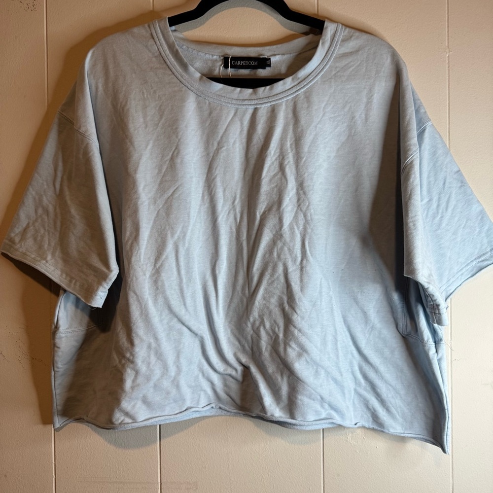 CARPETCOM Light Blue Relaxed Fit Crew Neck Short Sleeve T-Shirt Women’s XL